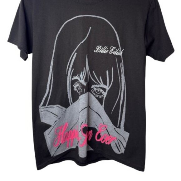 Billie Eilish black "Happier Than Ever" embroidered t-shirt size S - Picture 3 of 6